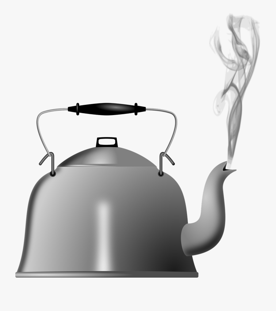 Kettle Steam Kitchen Boiling Clip Art - Water Vapor Black And White, Transparent Clipart