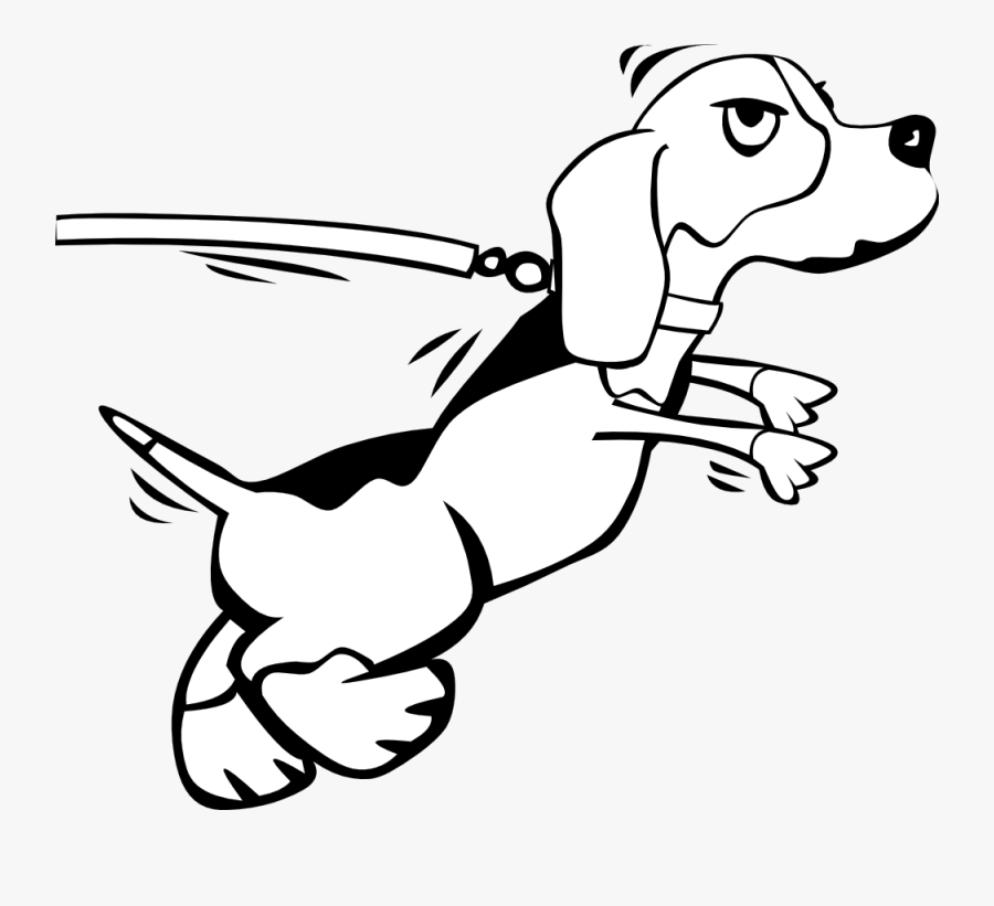 Art,monochrome Photography,carnivoran - Dog On Leash Cartoon, Transparent Clipart