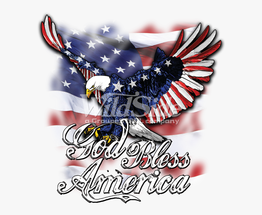 Clip Art Eagle With Flag Wings - American Flag God Bless America, Transparent Clipart