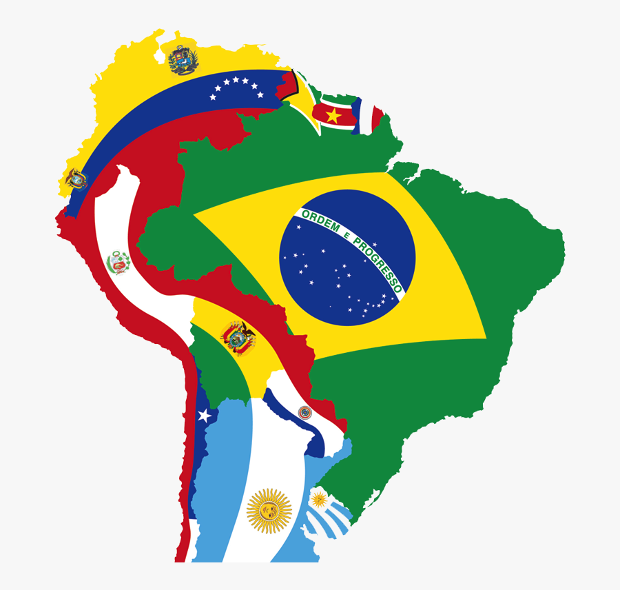 South America Flag Maps Clipart , Png Download - Continents Of South America With Flag, Transparent Clipart