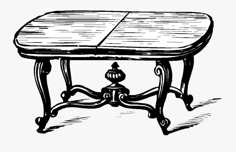 Table Vintage Folding Furniture Clip Art Old - Coffee Table Clipart Black And White, Transparent Clipart