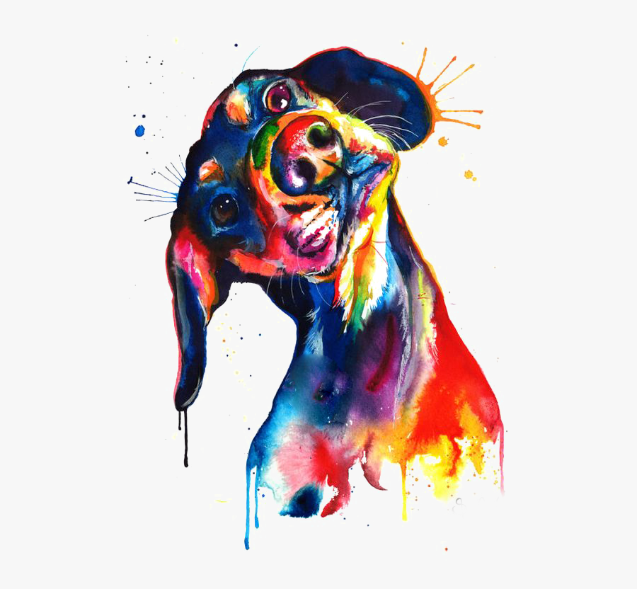 Canvas Watercolor Print Puppy Painting Dachshund Clipart - Dachshund Watercolor, Transparent Clipart