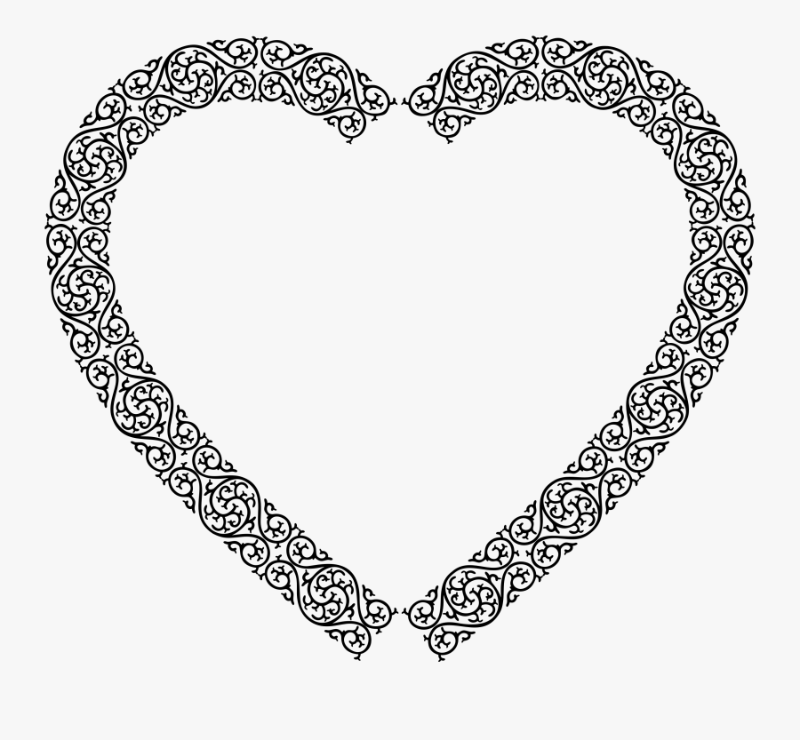 Flourish Line Art Design Heart Clip Art Transparent - Vintage Love Border, Transparent Clipart