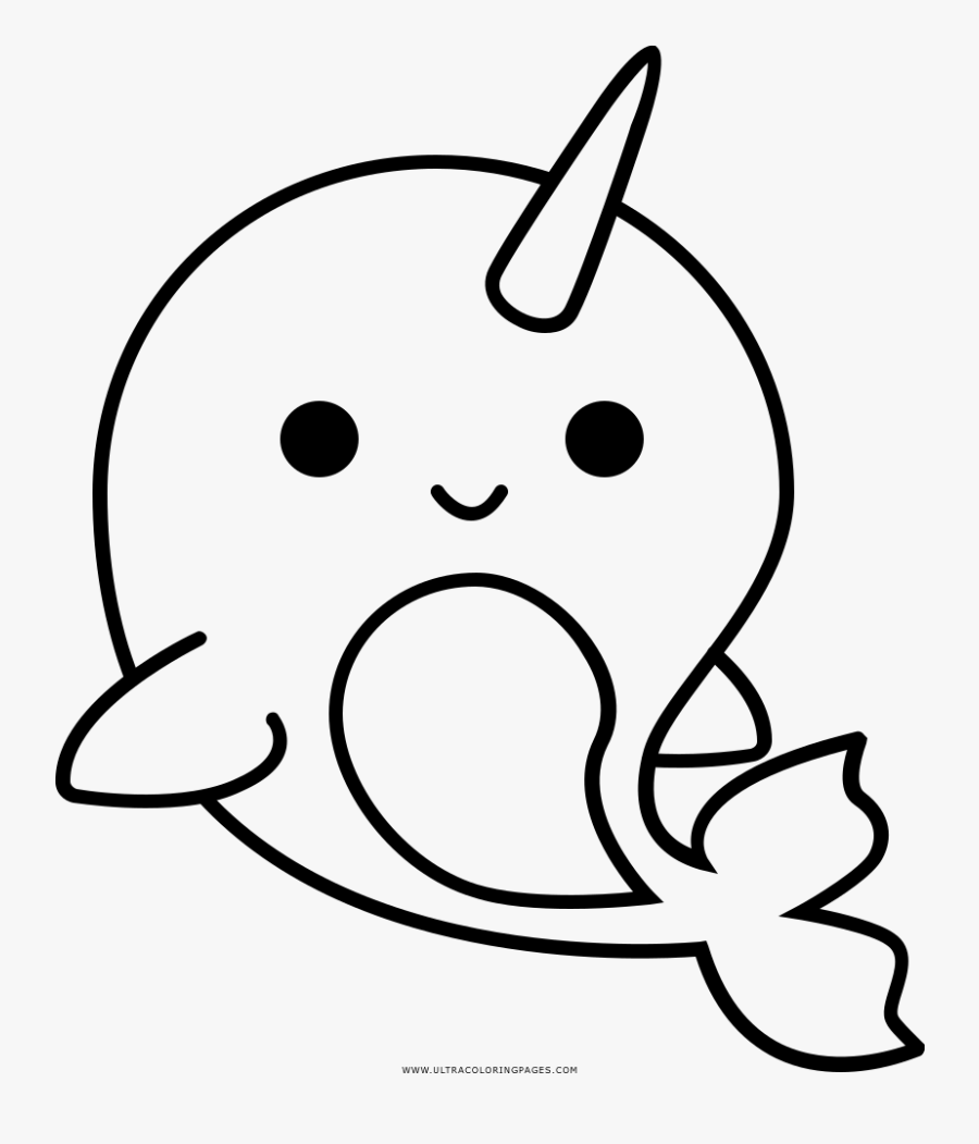 Narwhal Coloring Page - Kawaii Narwhal Coloring Page, Transparent Clipart