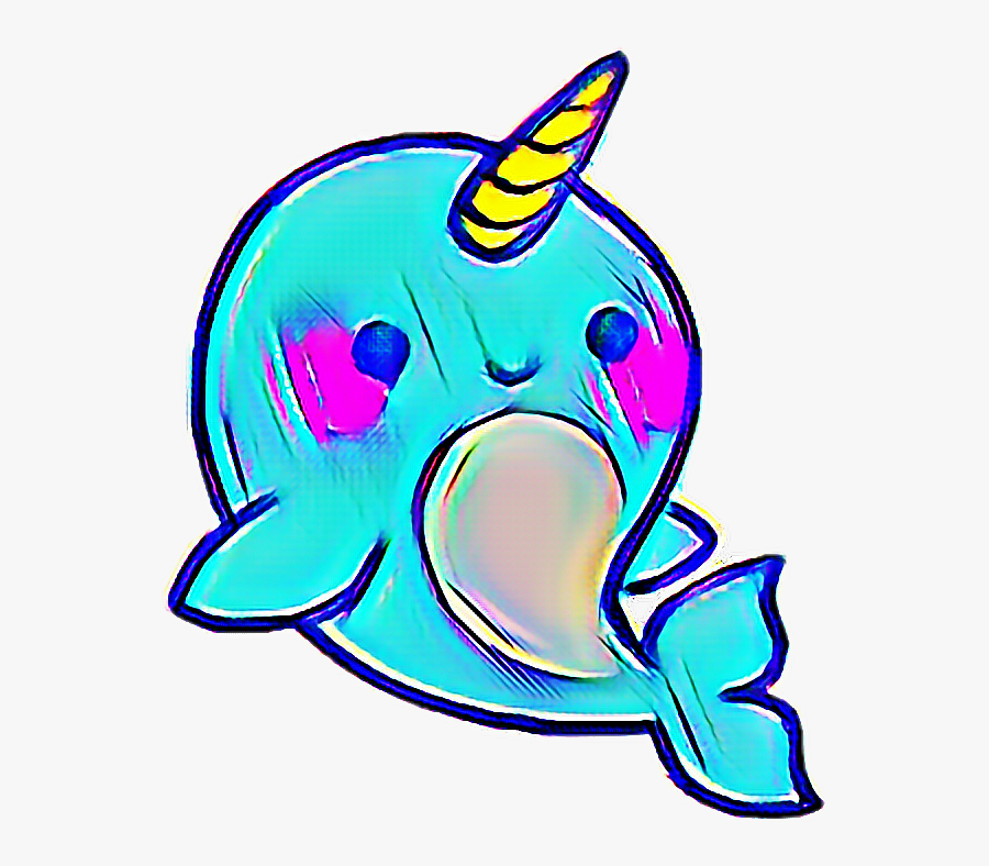 Narwhal Blue Sea Animal Cute Kawaii Rainbow Effect - Kawaii Cute Narwhal, Transparent Clipart