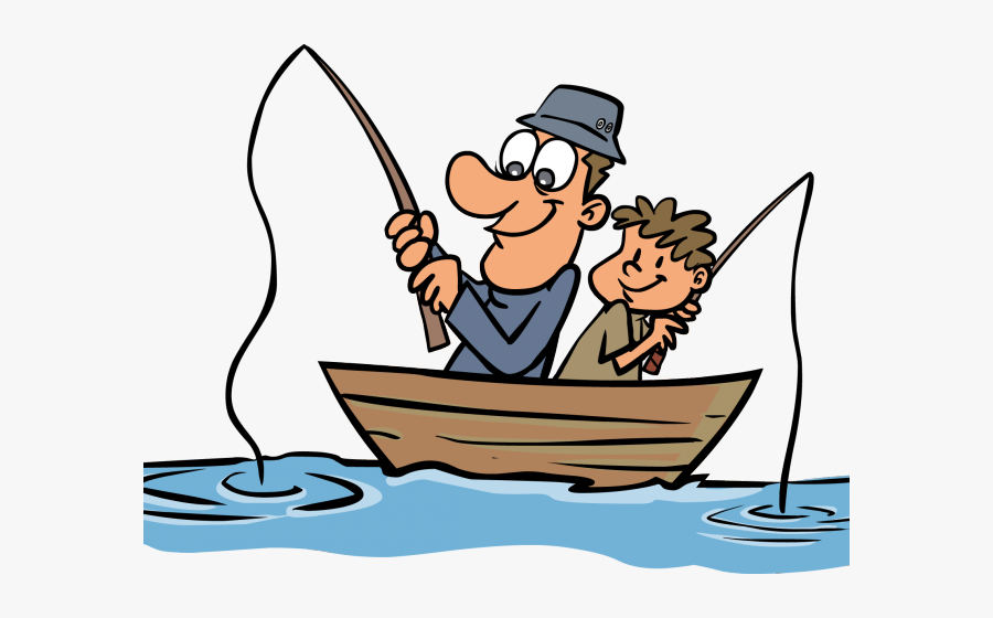 Fisherman Clipart Fishing Village - Father And Son Fishing Cartoon, Transparent Clipart