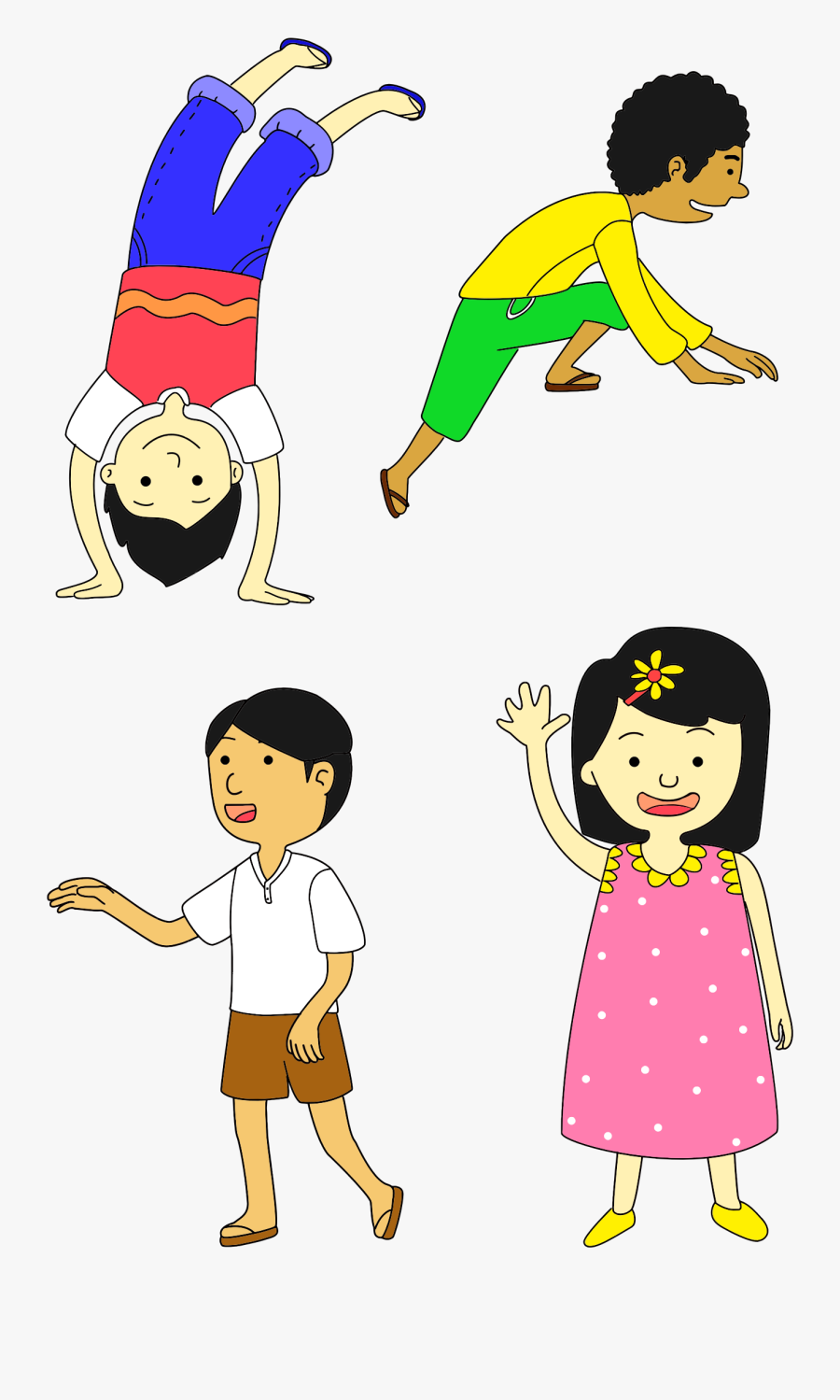 Boys Cartoon Children Free - Handstand Clipart Kids, Transparent Clipart