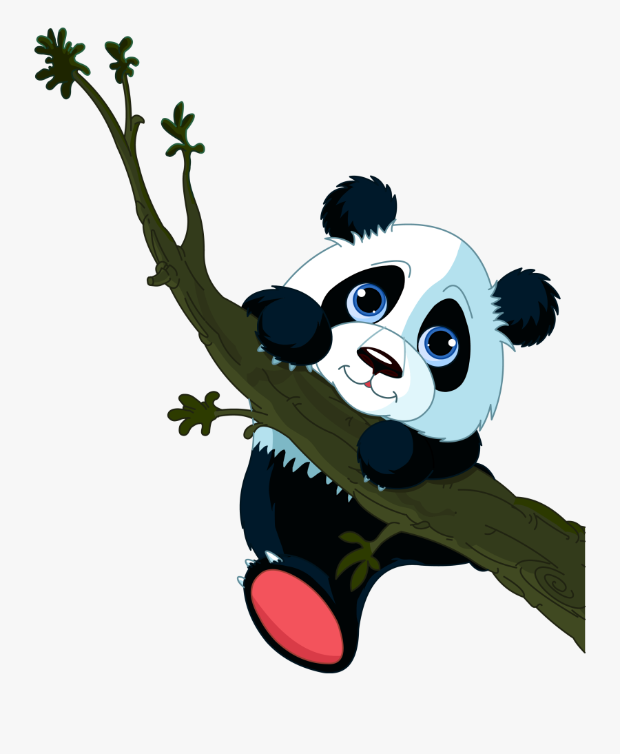 Giant Panda Tree Climbing Cuteness Clip Art - Transparent Background Panda Clipart, Transparent Clipart