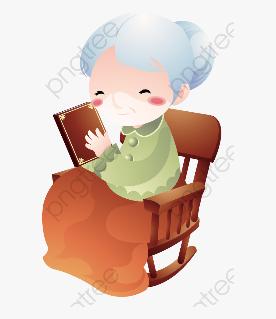 Reading Grandmother Old People - Desenho Vovó Sentada Png, Transparent Clipart