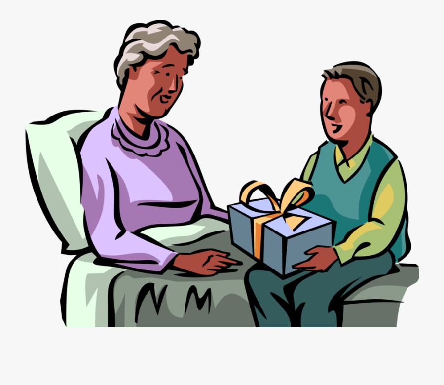 Png Stock Hospitalized Elderly Senior Citizen Vector - Boy With His Grandmother, Transparent Clipart