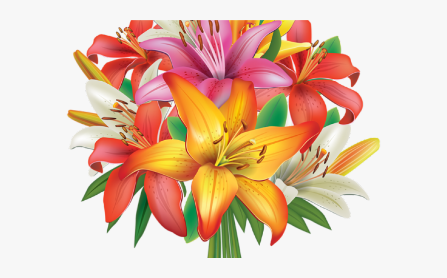 Bouquet Of Lilies Vector, Transparent Clipart