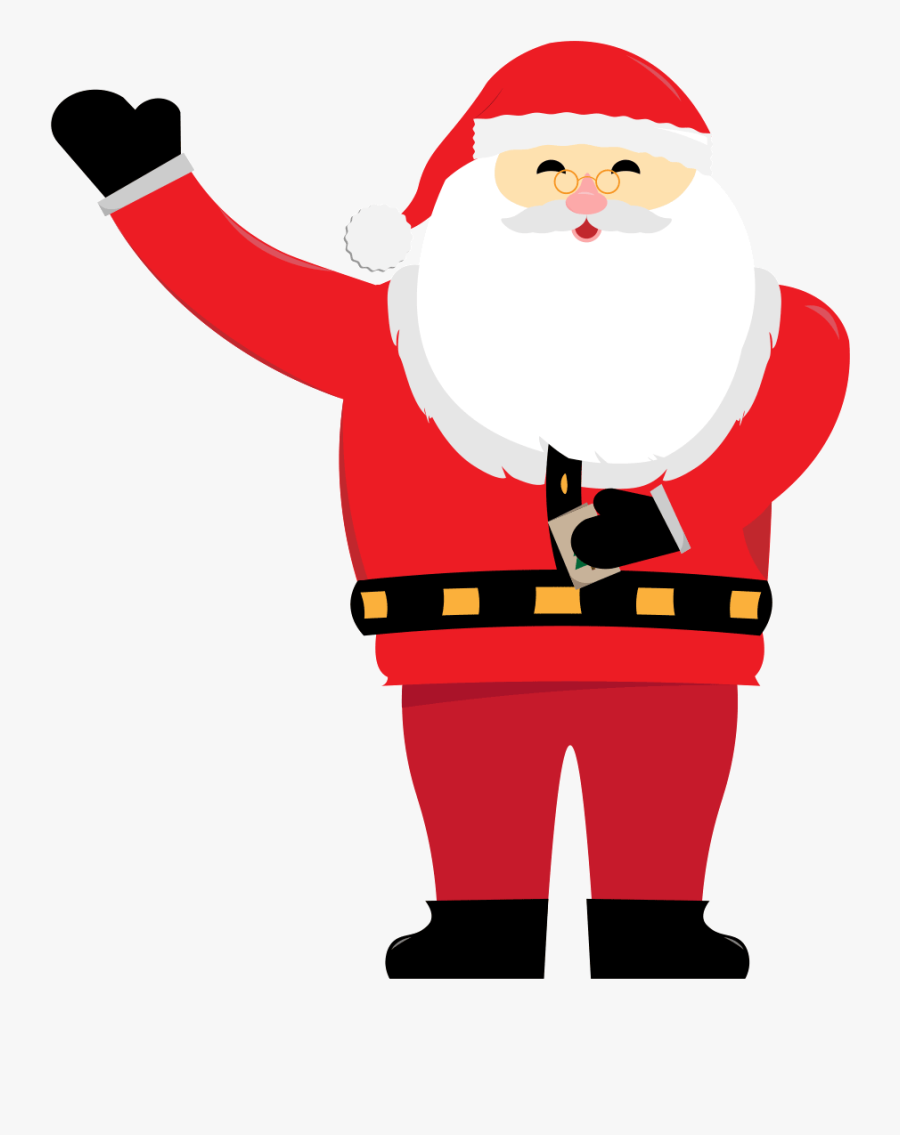 Father Christmas And His Reindeer Are Joining Children - Santa Claus, Transparent Clipart