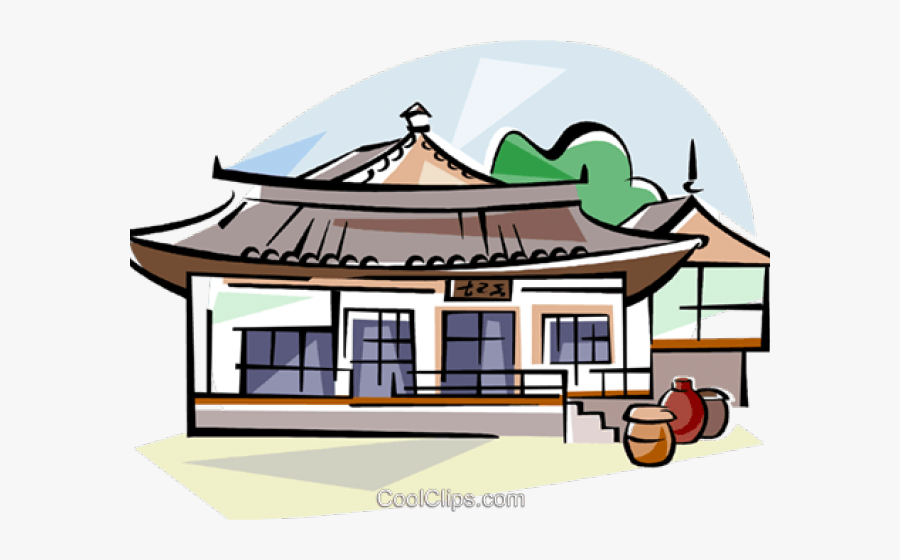 Korean Traditional House Cartoon, Transparent Clipart
