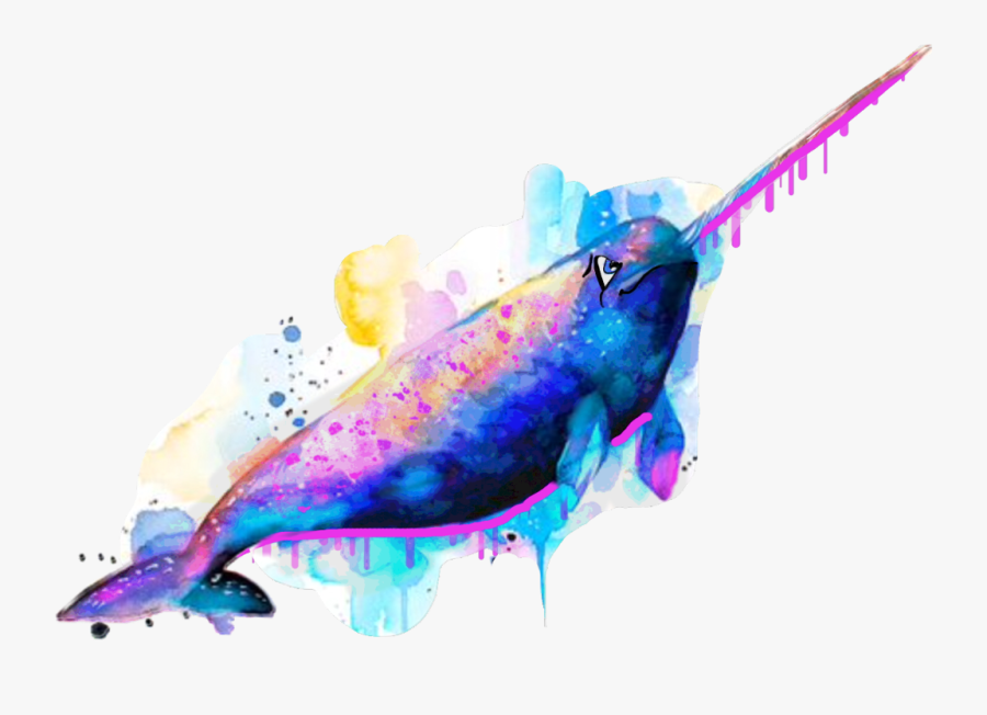 #narwhal #watercolor #ilovenarwhals #swim #ocean #freetoedit - Slaveika Aladjova Sea Art, Transparent Clipart