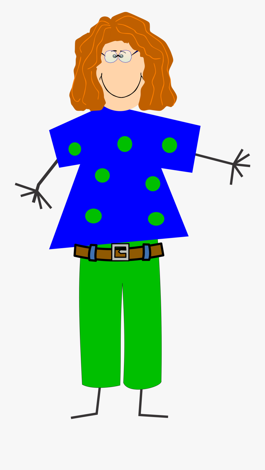 Grandma With Glasses And Ginger Hair And Funny Clothes - Grandma With Red Hair Cartoon, Transparent Clipart