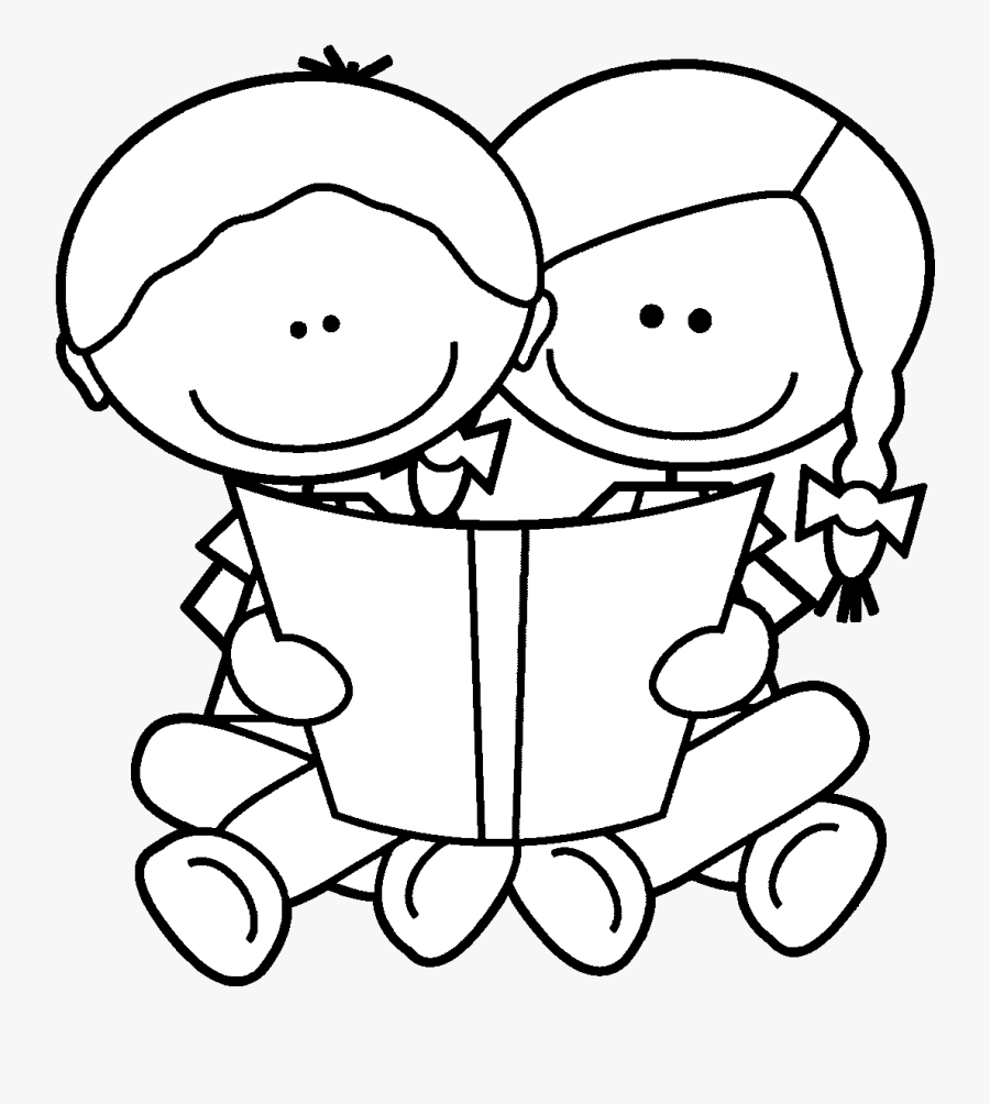 Reading Child Children Black And White Transparent - Black And White Reading Clipart, Transparent Clipart
