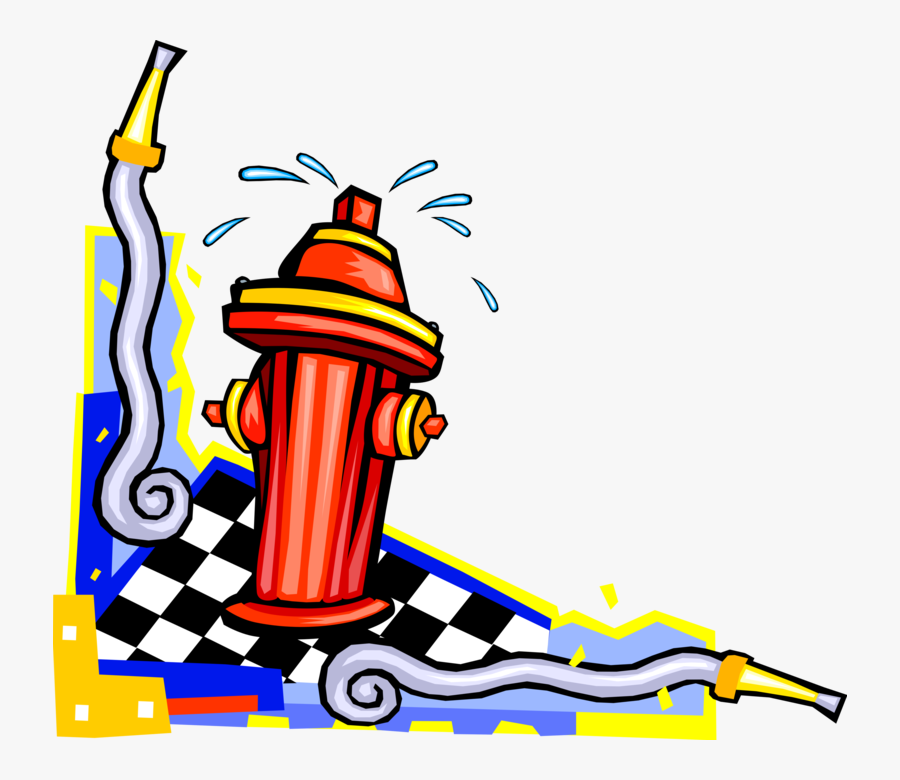 Vector Illustration Of Fire Hydrant Connects Firefighters, Transparent Clipart