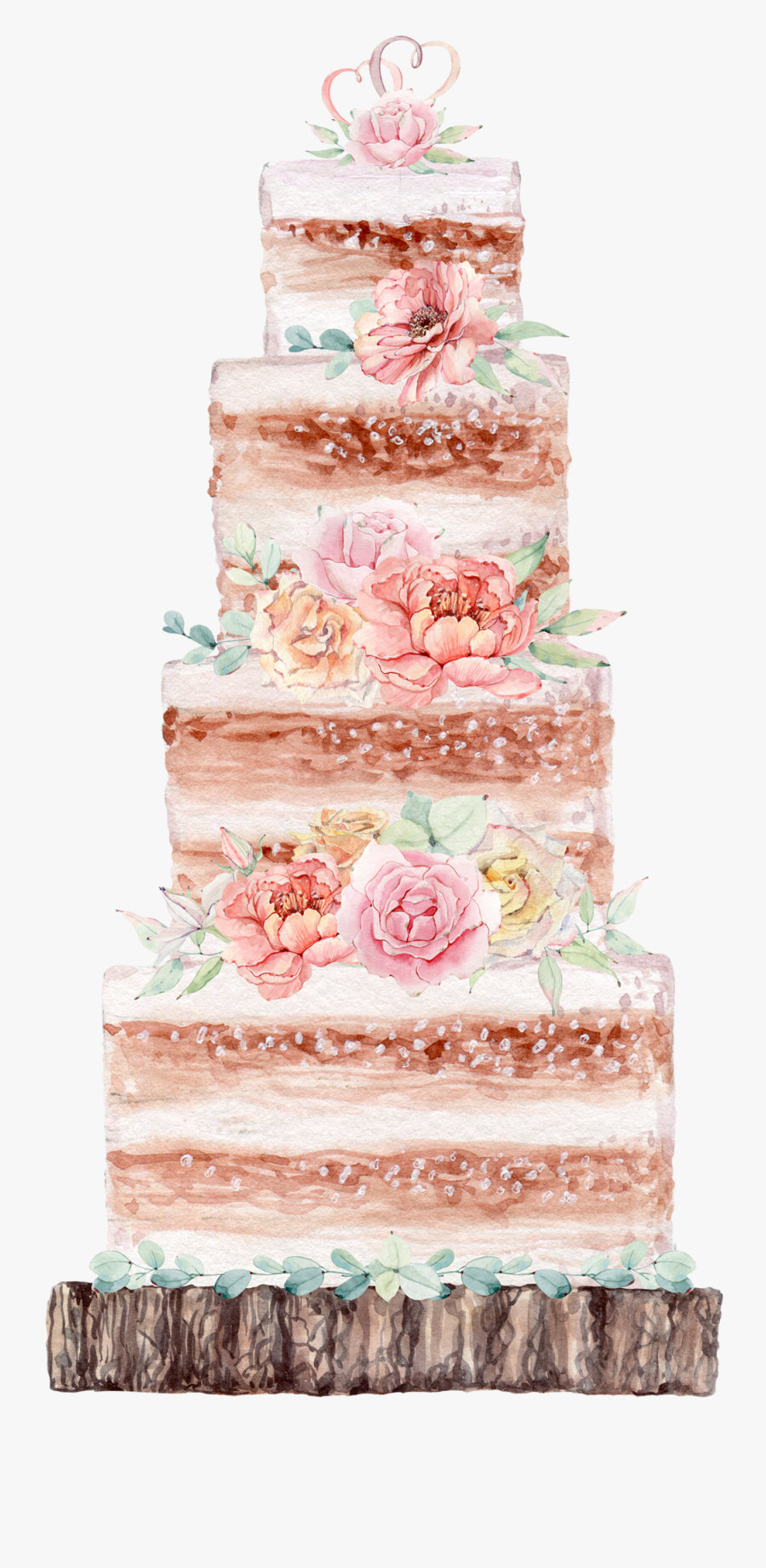 Wedding Cake Watercolor Clipart - Watercolor Cake Clipart Png, Transparent Clipart