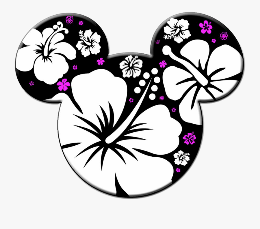 Mickey Mouse Icon Clipart - Mickey Head With Flowers, Transparent Clipart