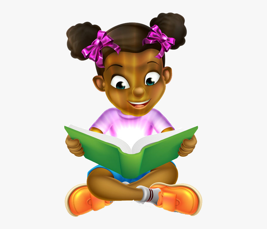 Girl Reading Book Clipart , Png Download - Cartoon Girl Reading Book, Transparent Clipart