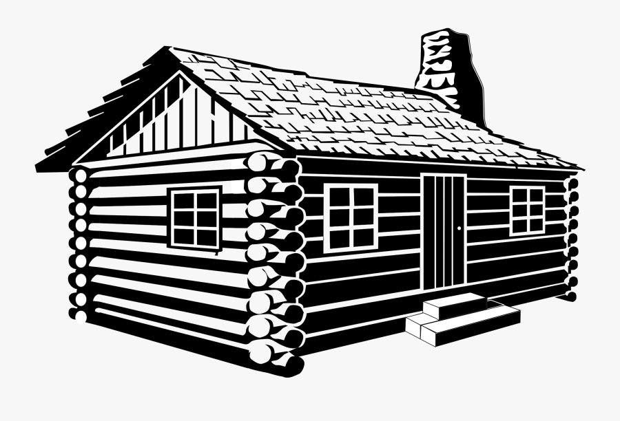 Log Cabin Drawing Clip Art - Cabin Black And White, Transparent Clipart
