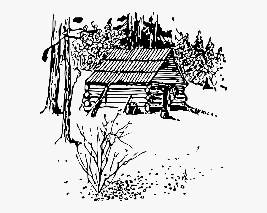 Transparent Wood Sign Clipart Black And White - Old Cabin Clipart, Transparent Clipart