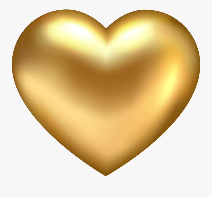 Clip Art Golden Graphic Library Download - Gold 3d Heart Png, Transparent Clipart