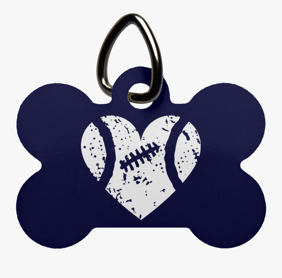 Distressed Football Heart Dog Bone Pet Tag- Pets Clipart - Distressed Grunge Football Clipart, Transparent Clipart