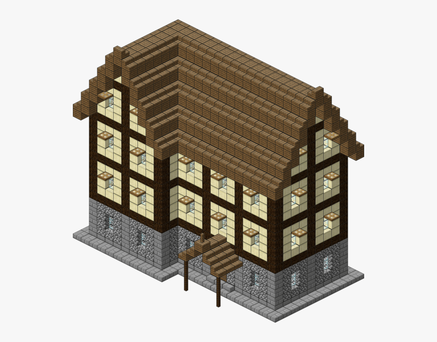 Clip Art Minecraft Log Cabin - Minecraft Medieval Village Inn, Transparent Clipart