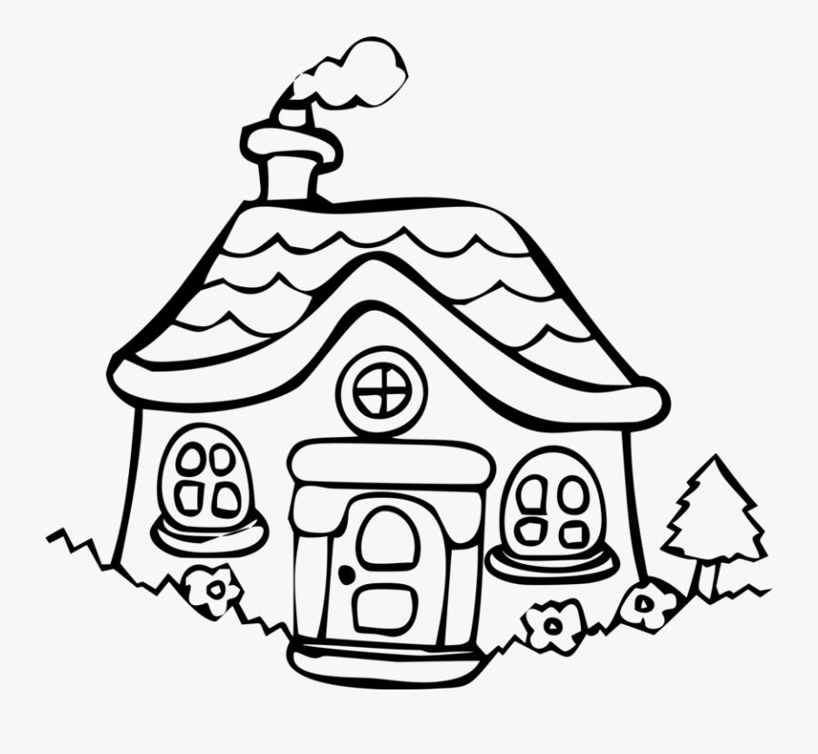 House Cottage Building Holiday Home Dwelling Cartoon House Clipart Black An...