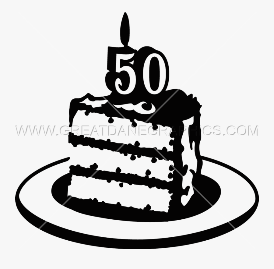 Transparent Cake Clipart Black And White - 50th Birthday Cake Cartoon, Transparent Clipart