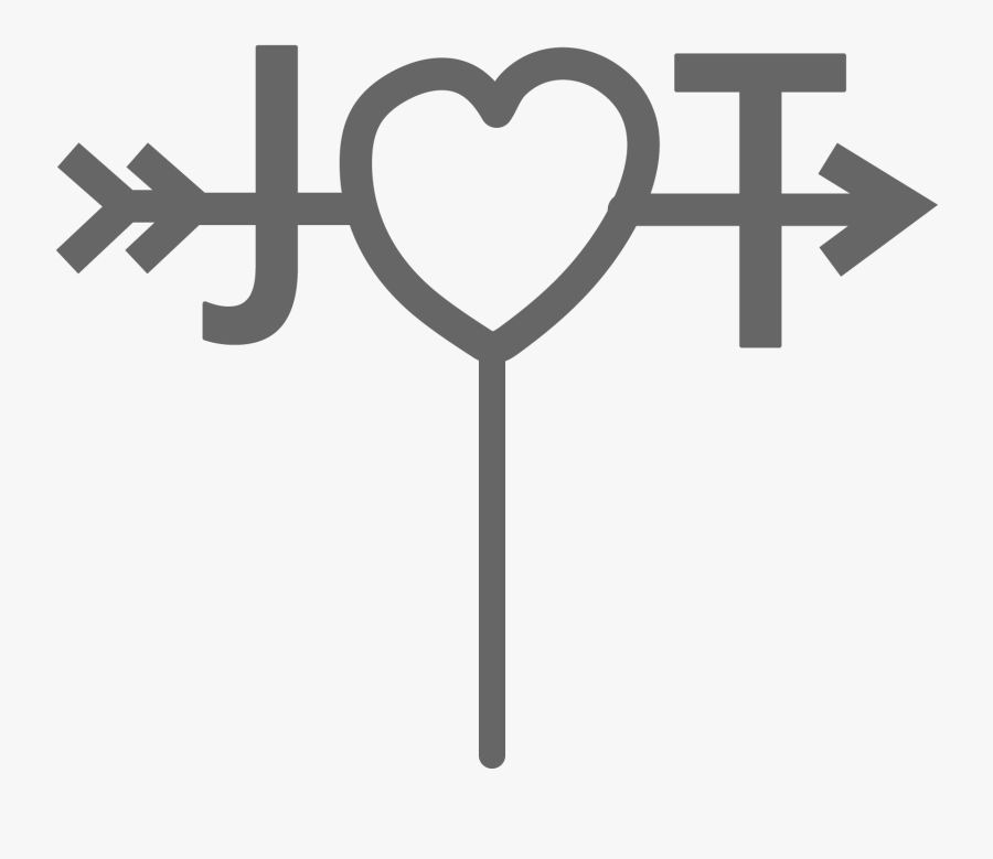 Bride & Groom Initials Wedding Cake Topper - Heart, Transparent Clipart