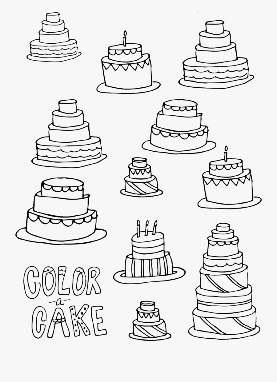 Wedding Cake Coloring Page Fresh Color A Cake 424 Jana - Colour Is Cake In Sketch, Transparent Clipart