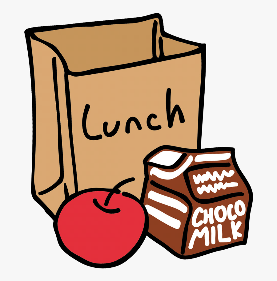 Drawing Of Lunch Bag With An Apple And Chocolate Milk - Lunch Clipart