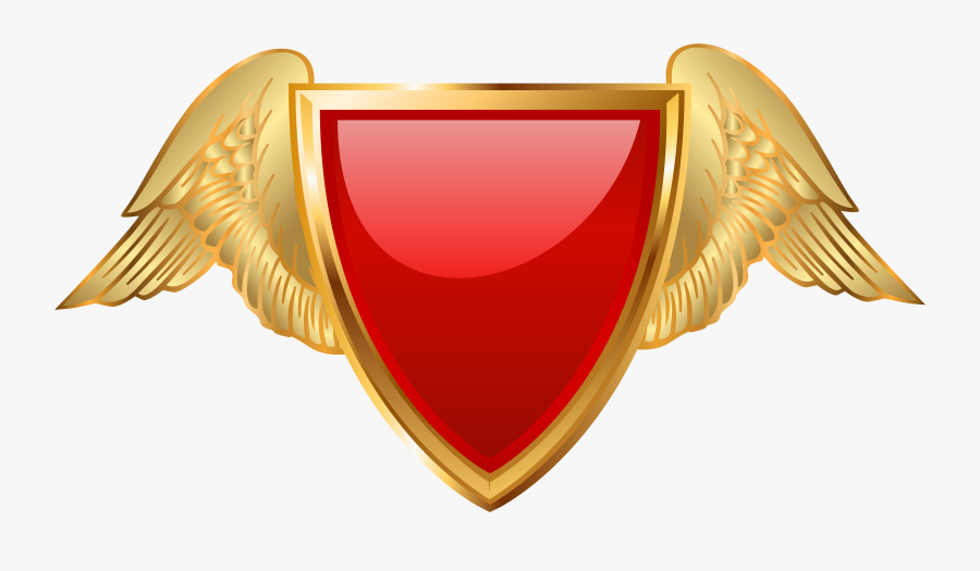 Badge Clip Art - Gold Shield With Wings, Transparent Clipart
