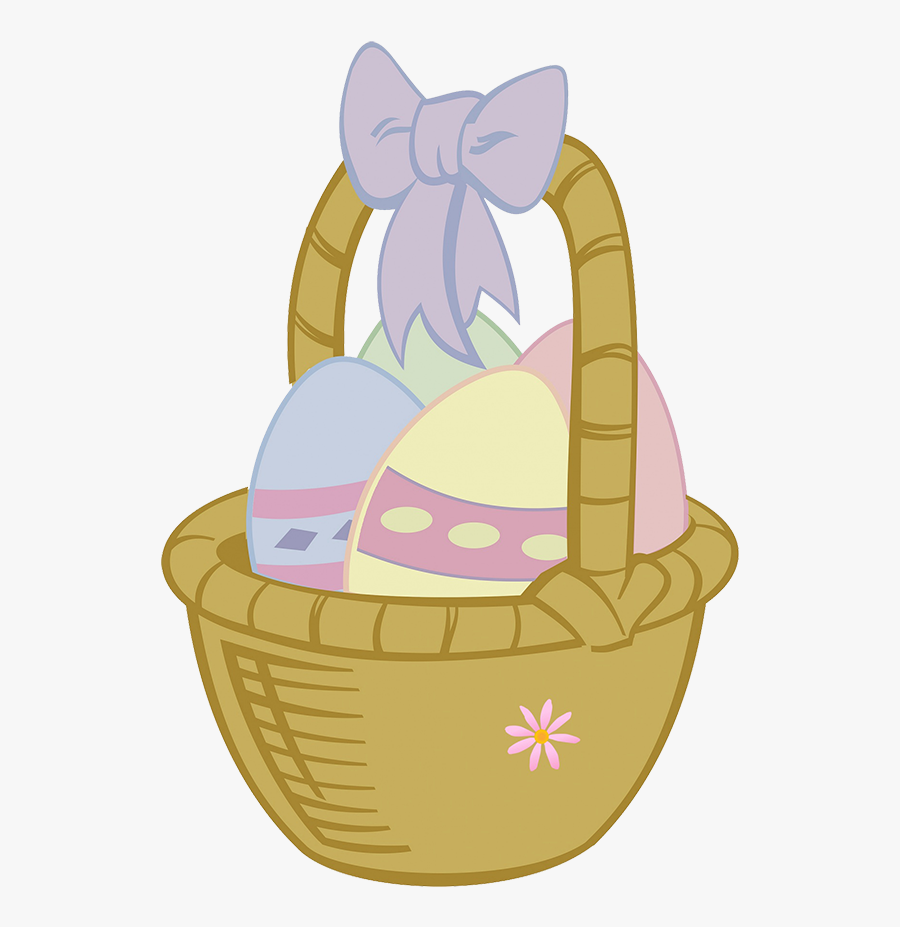 Basket With Easter Eggs - Cartoon Easter Basket Transparent Background, Transparent Clipart