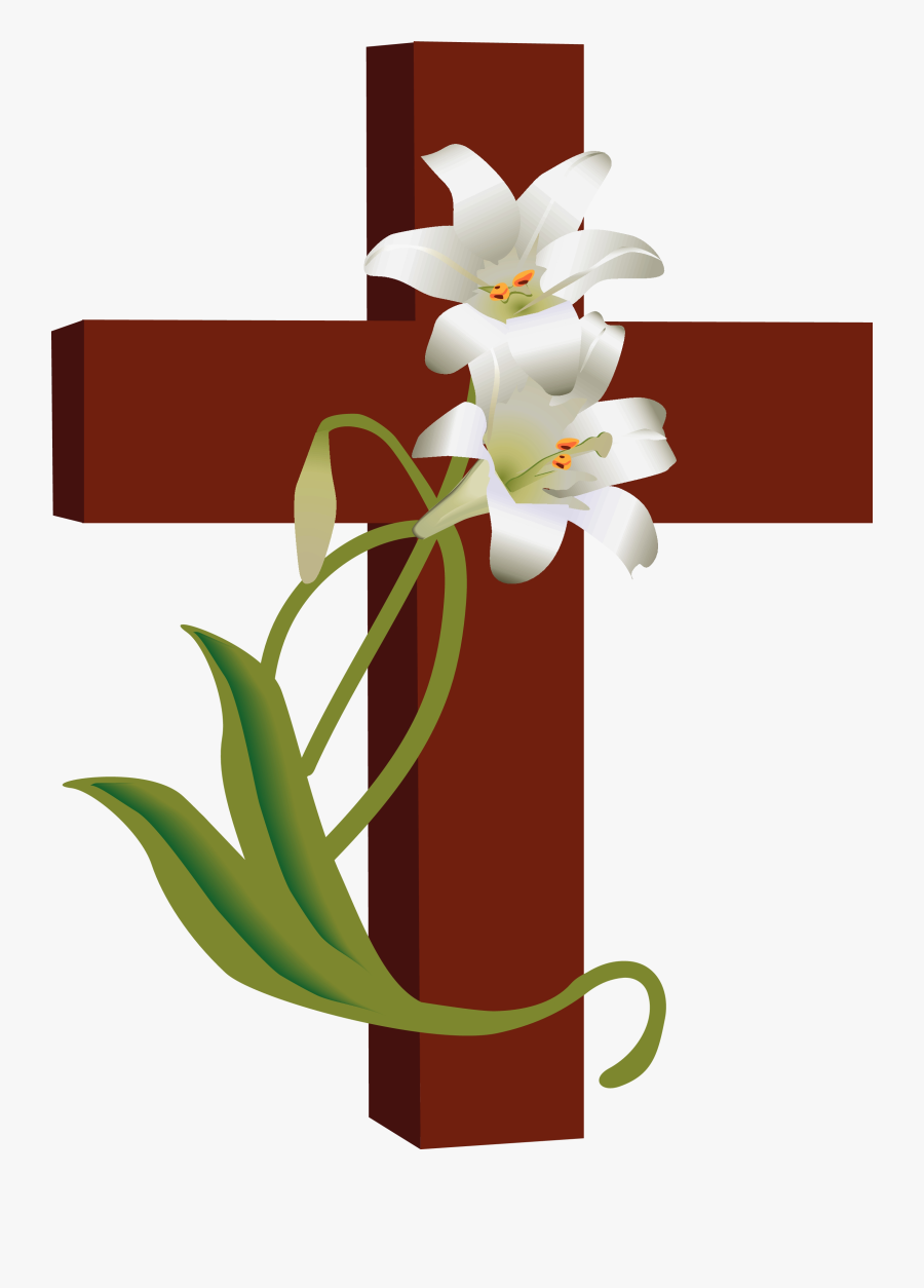 Good Friday Free Png Image - Holy Cross With Flowers, Transparent Clipart