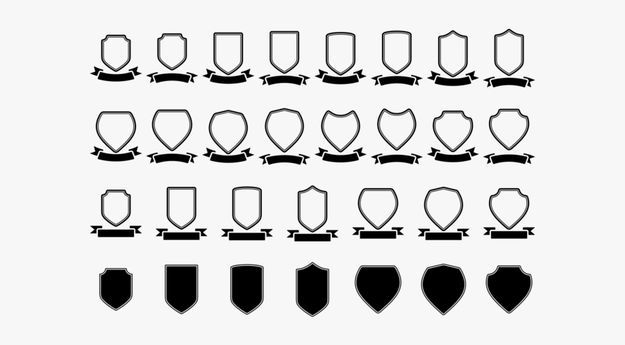 Blason / Shield / Ribbon Vector Template - Shield Ribbon Vector, Transparent Clipart