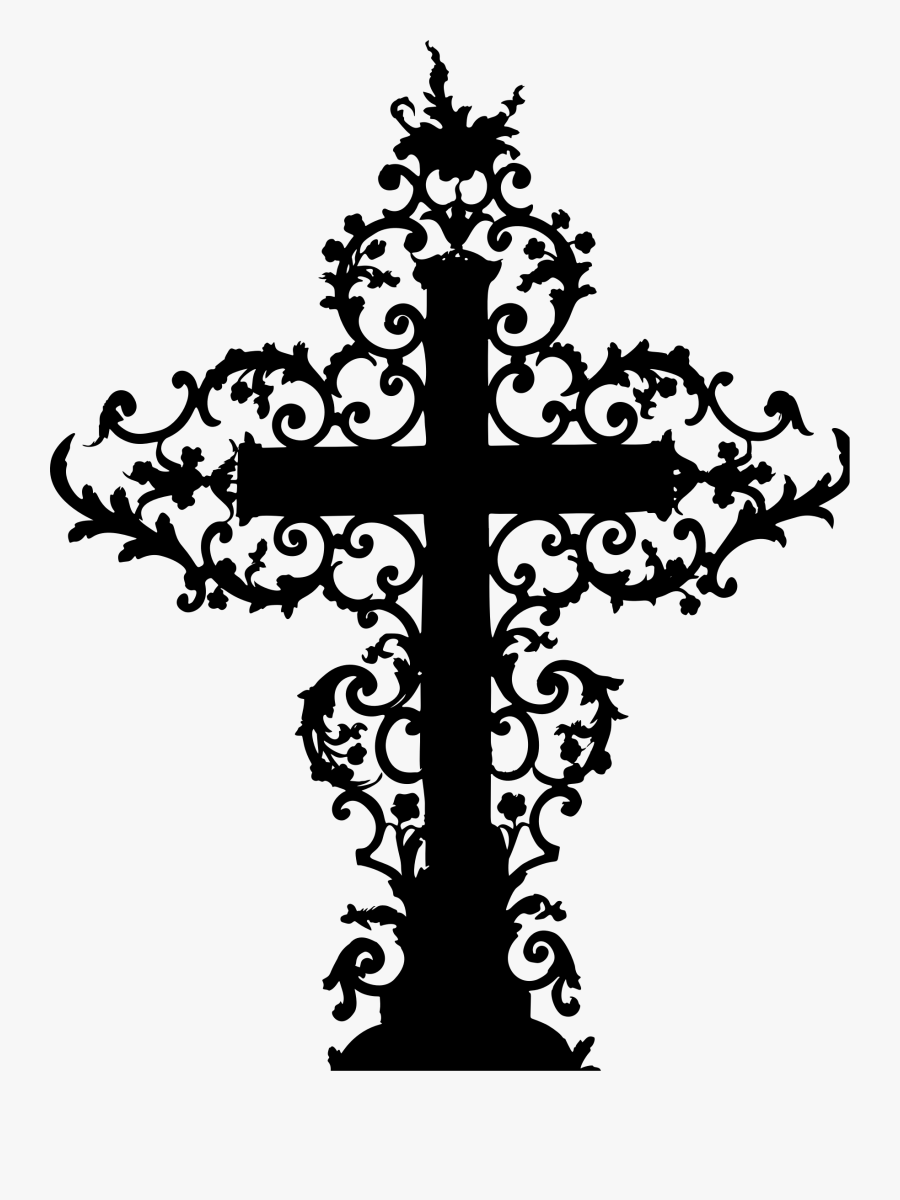 Decorative Line Black Clipart Cross - Cross Silhouette, Transparent Clipart