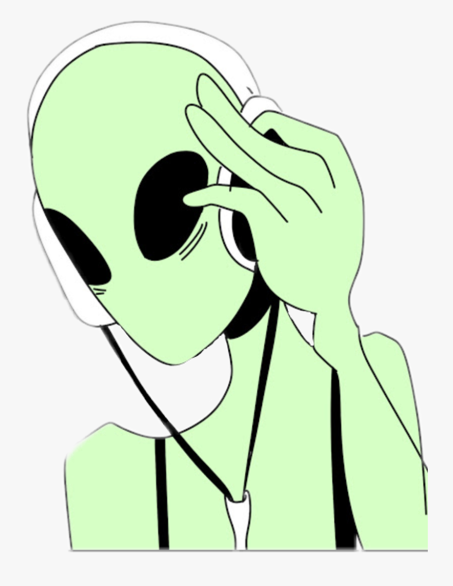 Tumblr Sotumblr Aliens Alien Green Girls Kawaii Music - Alien Music, Transparent Clipart