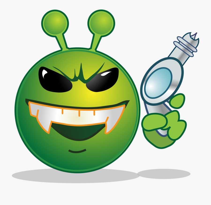 Smiley Green Alien Gun - Smiley Alien, Transparent Clipart