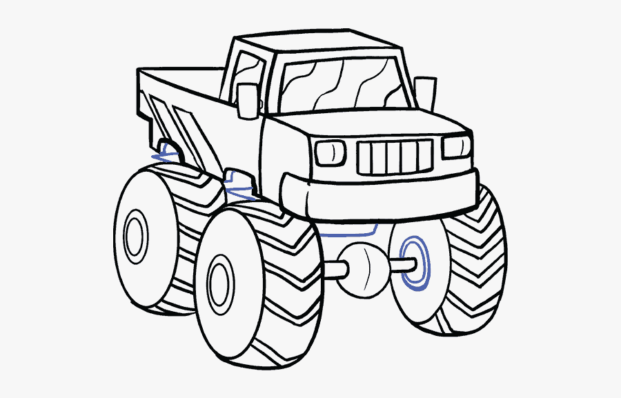 Clip Art Monster Truck Clip Art Black And White - Easy Monster Truck Drawing, Transparent Clipart