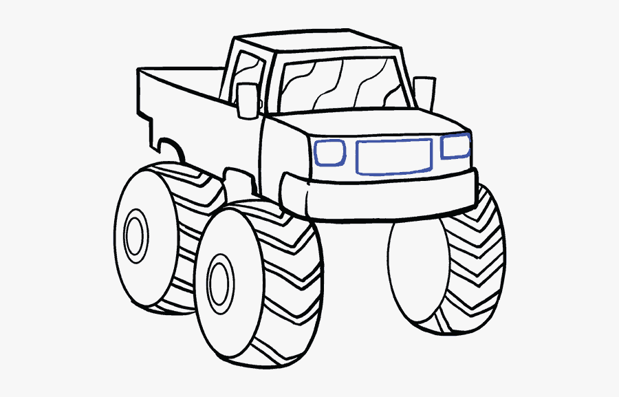 Clip Art Monster Truck Template - Monster Truck Drawing Easy, Transparent Clipart