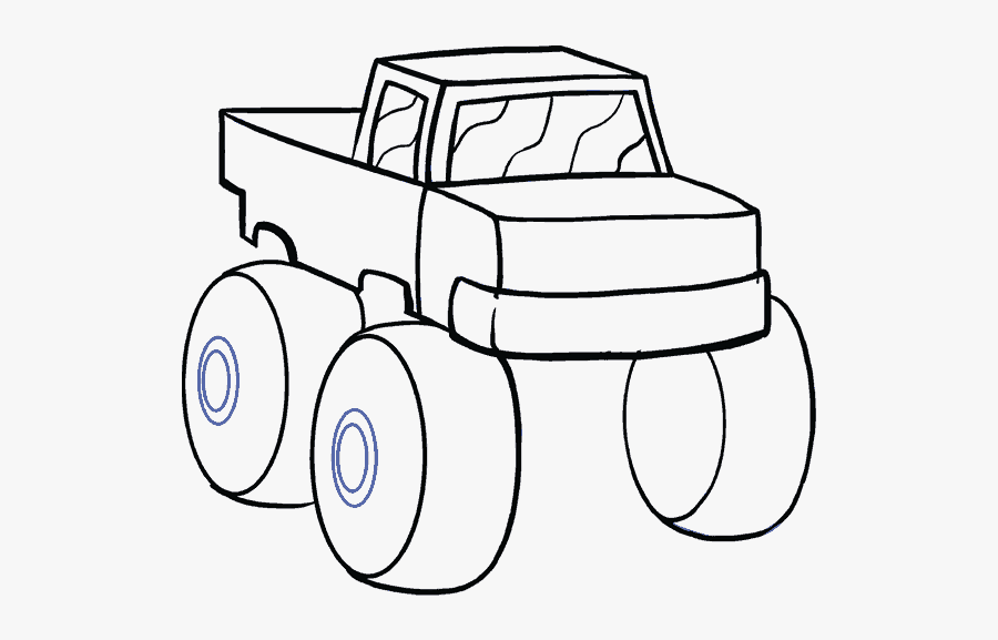 How To Draw Monster Truck - Easy Monster Truck Drawing, Transparent Clipart