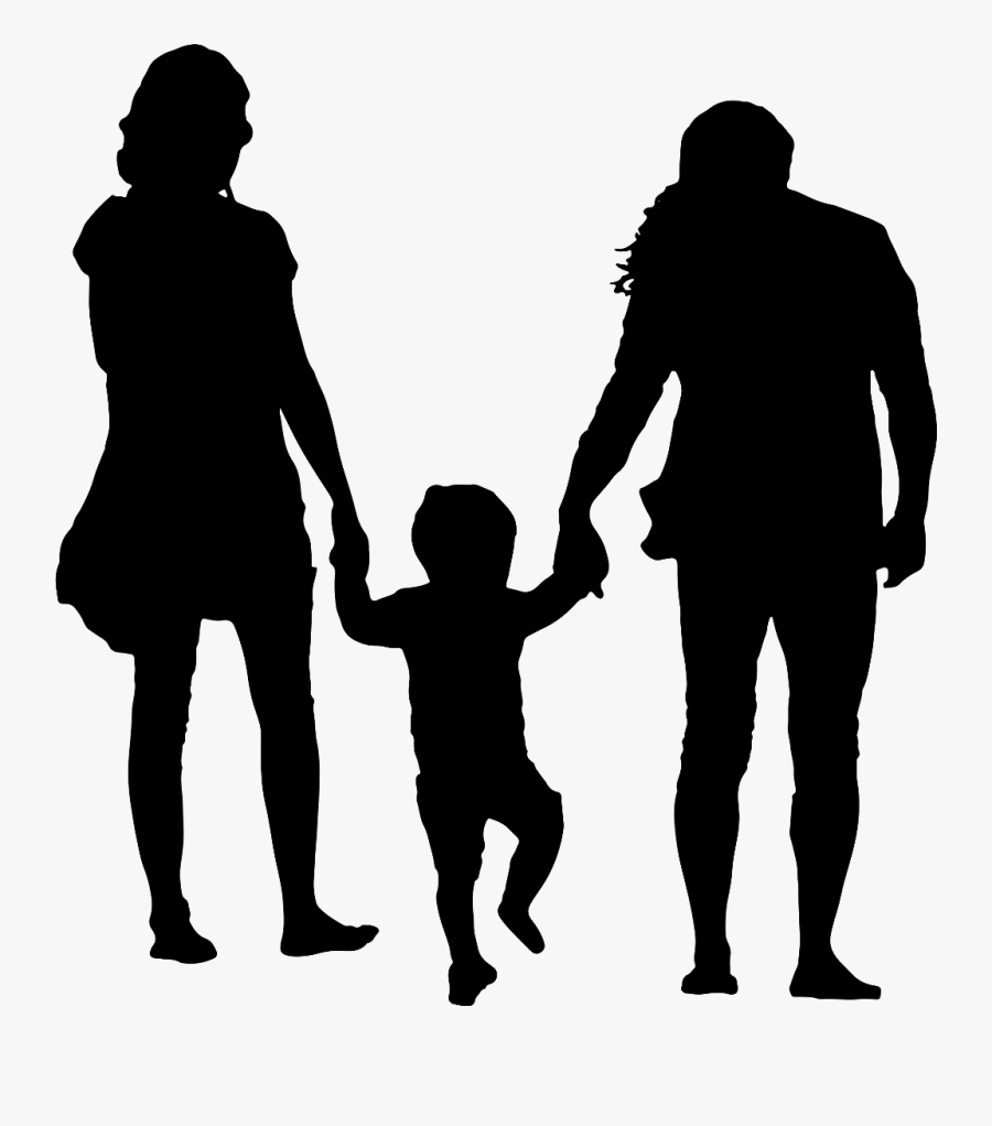 Family With Child In The Middle Silhouette - Silhouette Family Clipart, Transparent Clipart