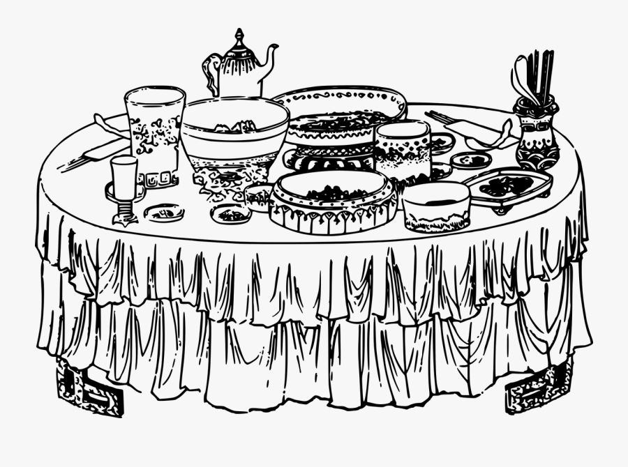 Free Vector Graphic - Table With Food Drawing, Transparent Clipart