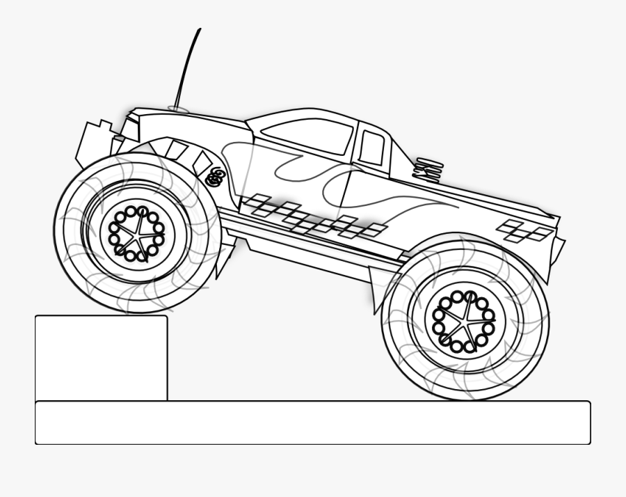 Black And White Monster Truck Coloring Pages - Monster Truck Clip Art, Transparent Clipart