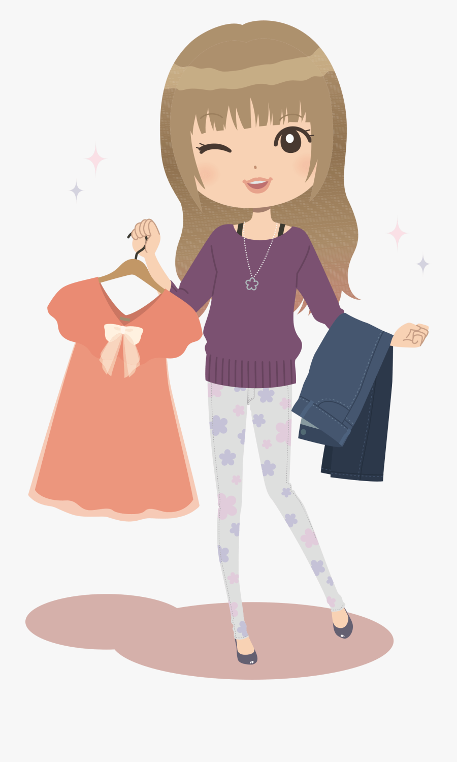 Thumb Image - Girl Choosing Clothes Clipart, Transparent Clipart