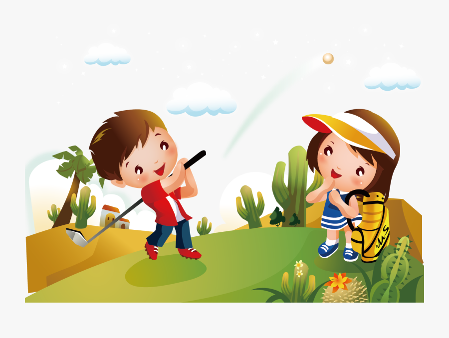 Golfing Clipart Child - Boy Playing Golf Clipart, Transparent Clipart