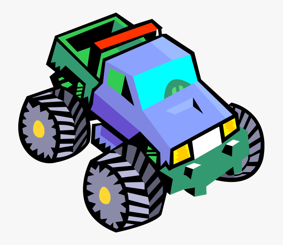 Vector Illustration Of Monster Truck With Big Wheels, Transparent Clipart